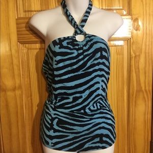 Blue zebra print halter top